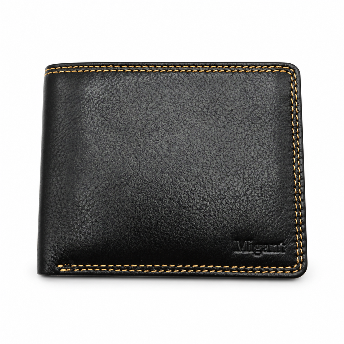 Migant men's black leather wallet 1351 closed front view