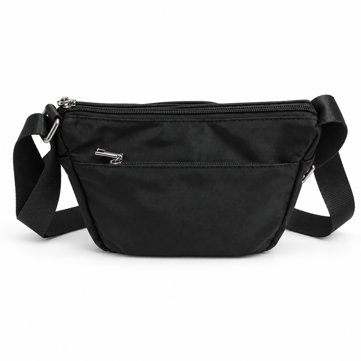 Migant men's black multi-pocket crossbody bag front view