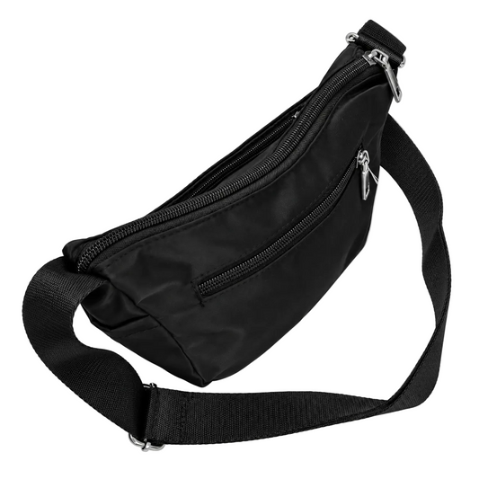 Migant men's black multi-pocket crossbody bag side view