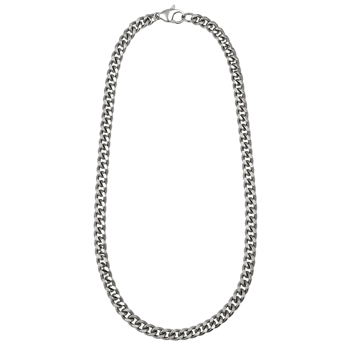Migant men's slim stainless steel curb chain necklace with silver clasp