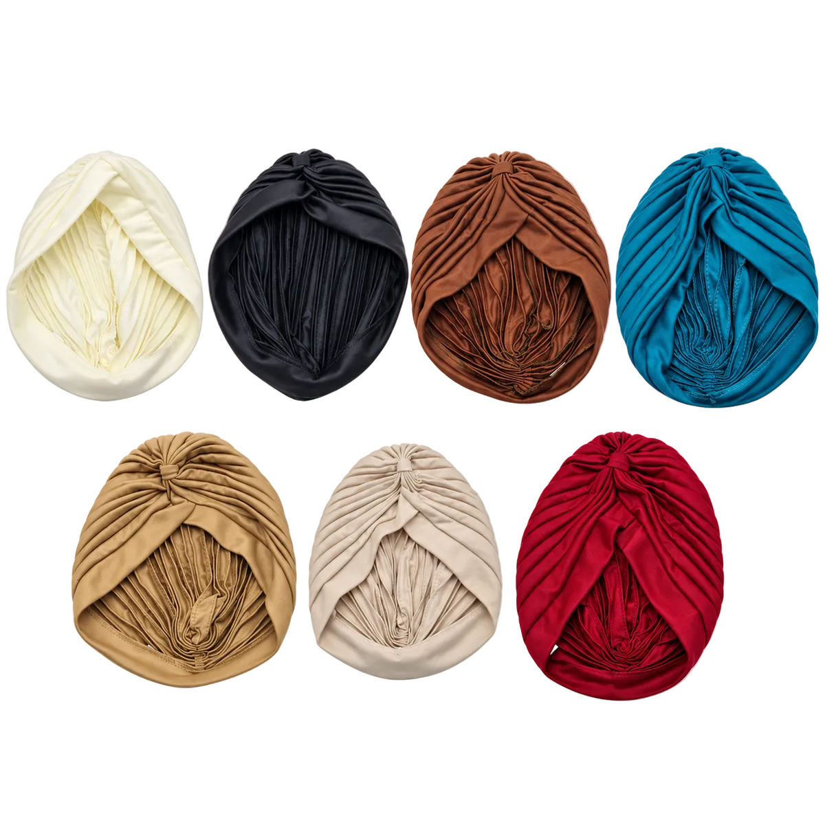 Migant pleated turban headbands in seven colors