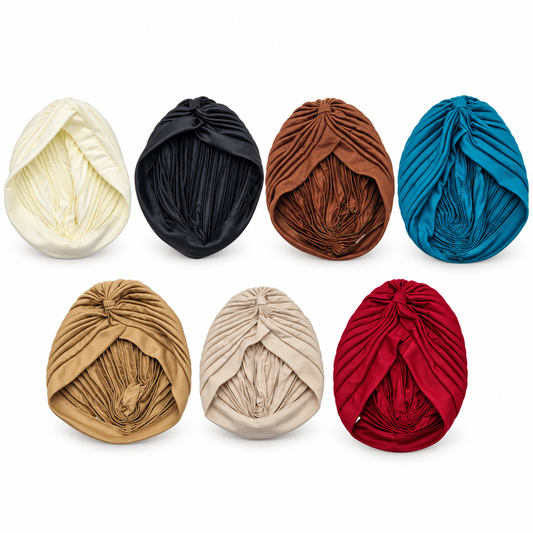 Migant pleated turban headbands in seven colors