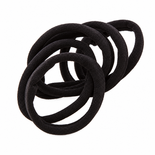 Migant soft black fabric hair ties pack of six