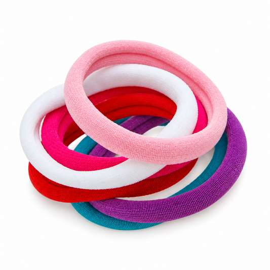 Migant soft fabric hair ties in six bright colors
