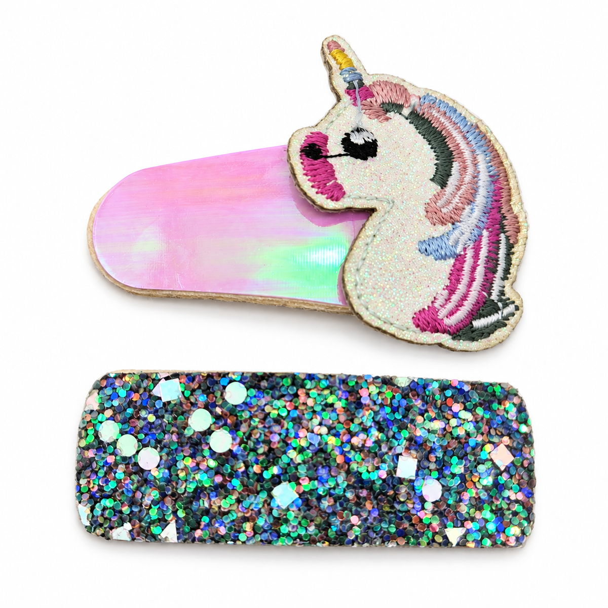Migant kids unicorn glitter hair clips in blue