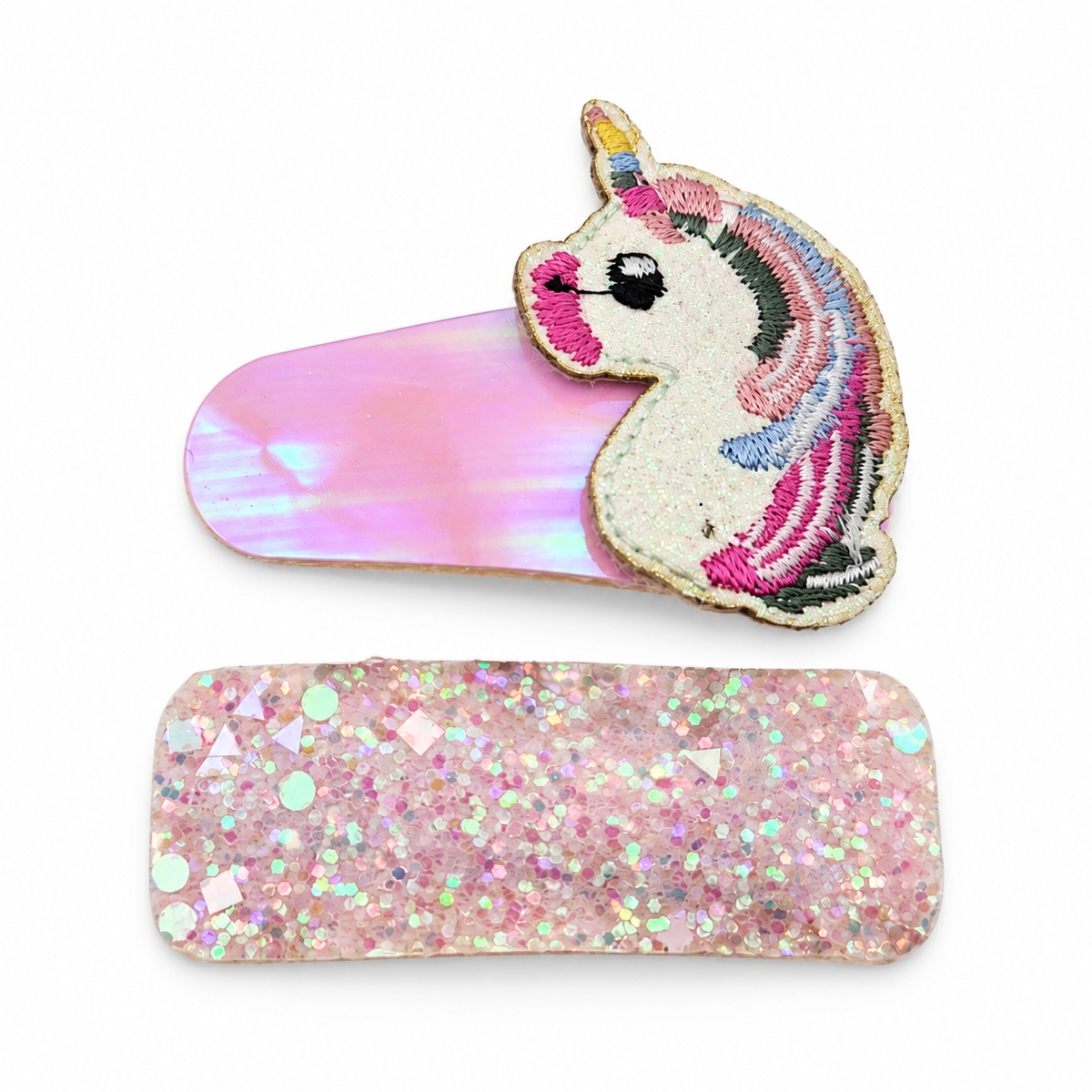 Migant kids unicorn glitter hair clips in light pink