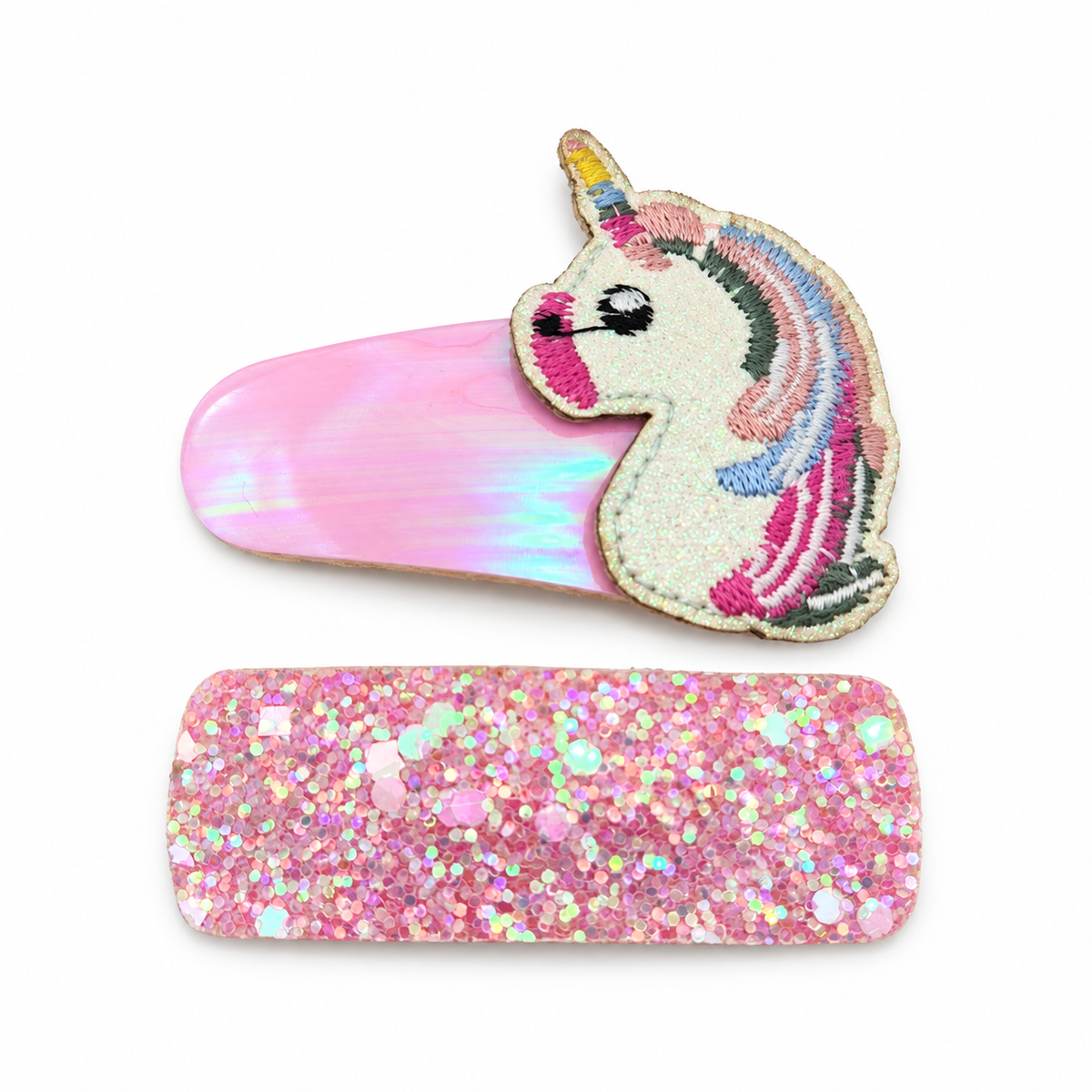 Migant kids unicorn glitter hair clips in pink