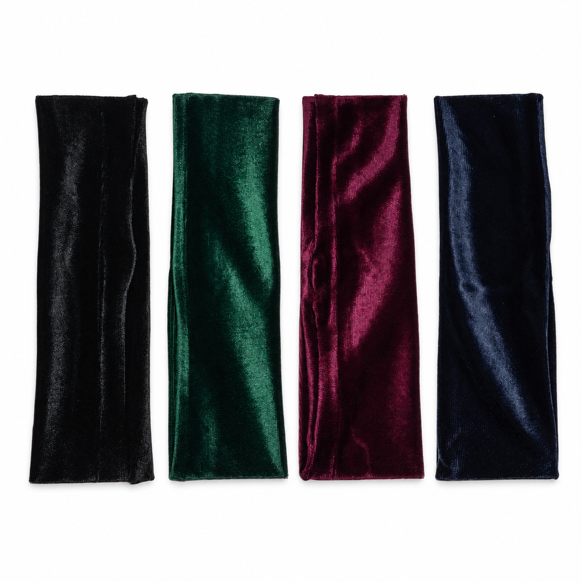 Migant wide velvet headbands in black, emerald green, burgundy and navy blue