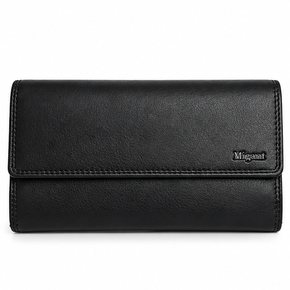 Migant women's black long wallet front view