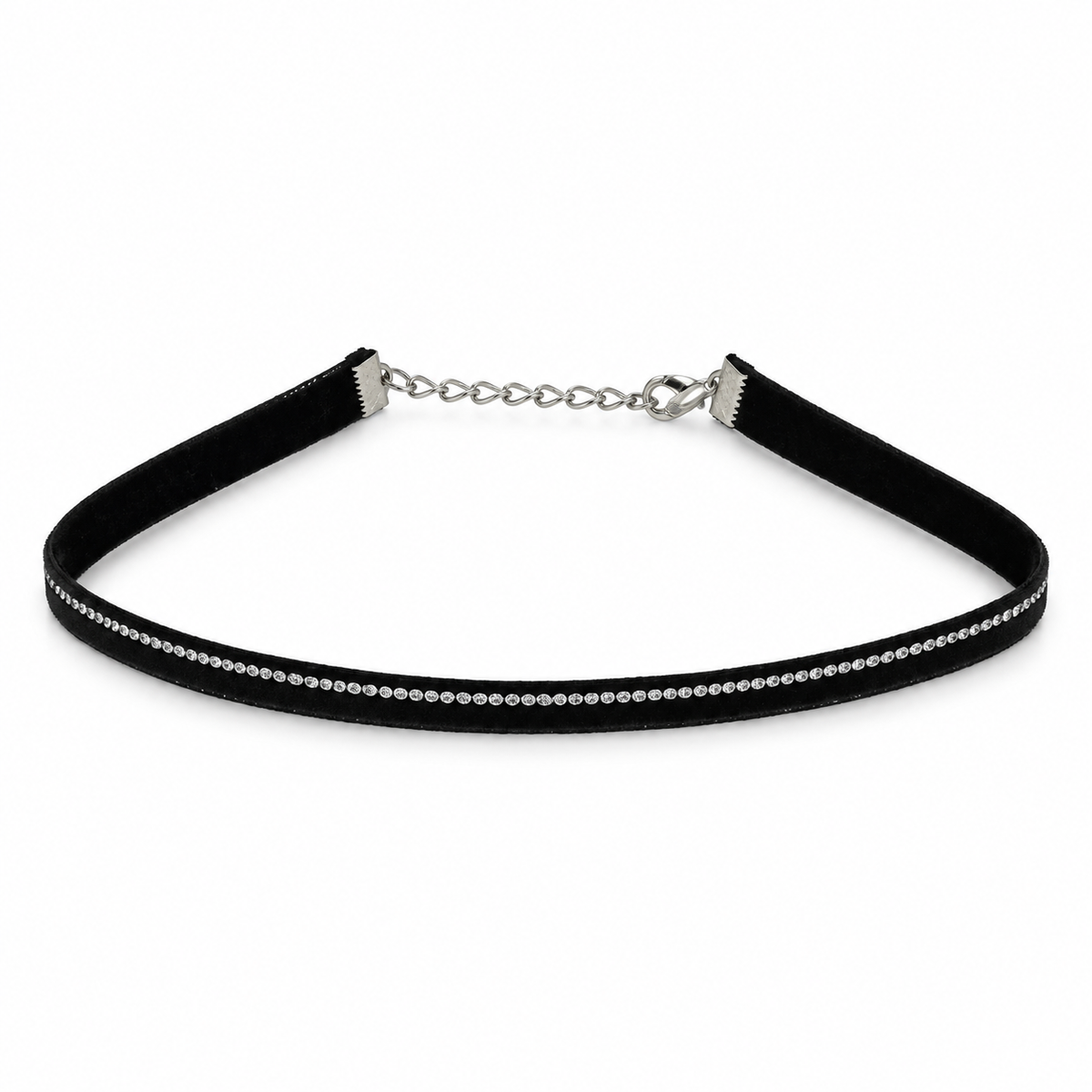 Migant women's black velvet rhinestone choker necklace