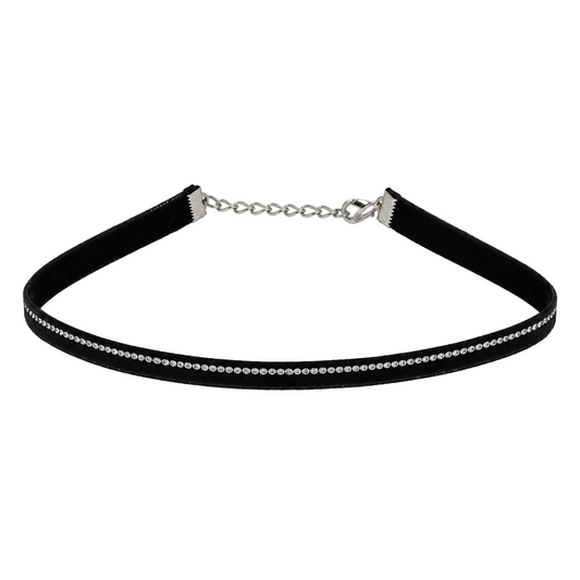 Migant women's black velvet rhinestone choker necklace