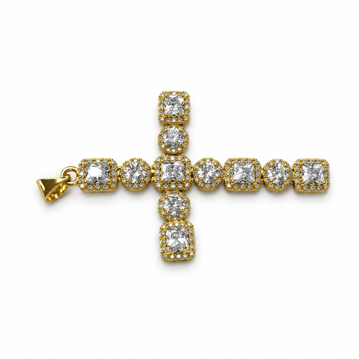 Migant women's gold-tone crystal cross pendant front view