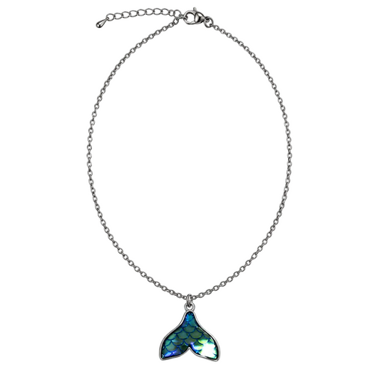 Migant women's iridescent mermaid-tail stainless-steel necklace full view
