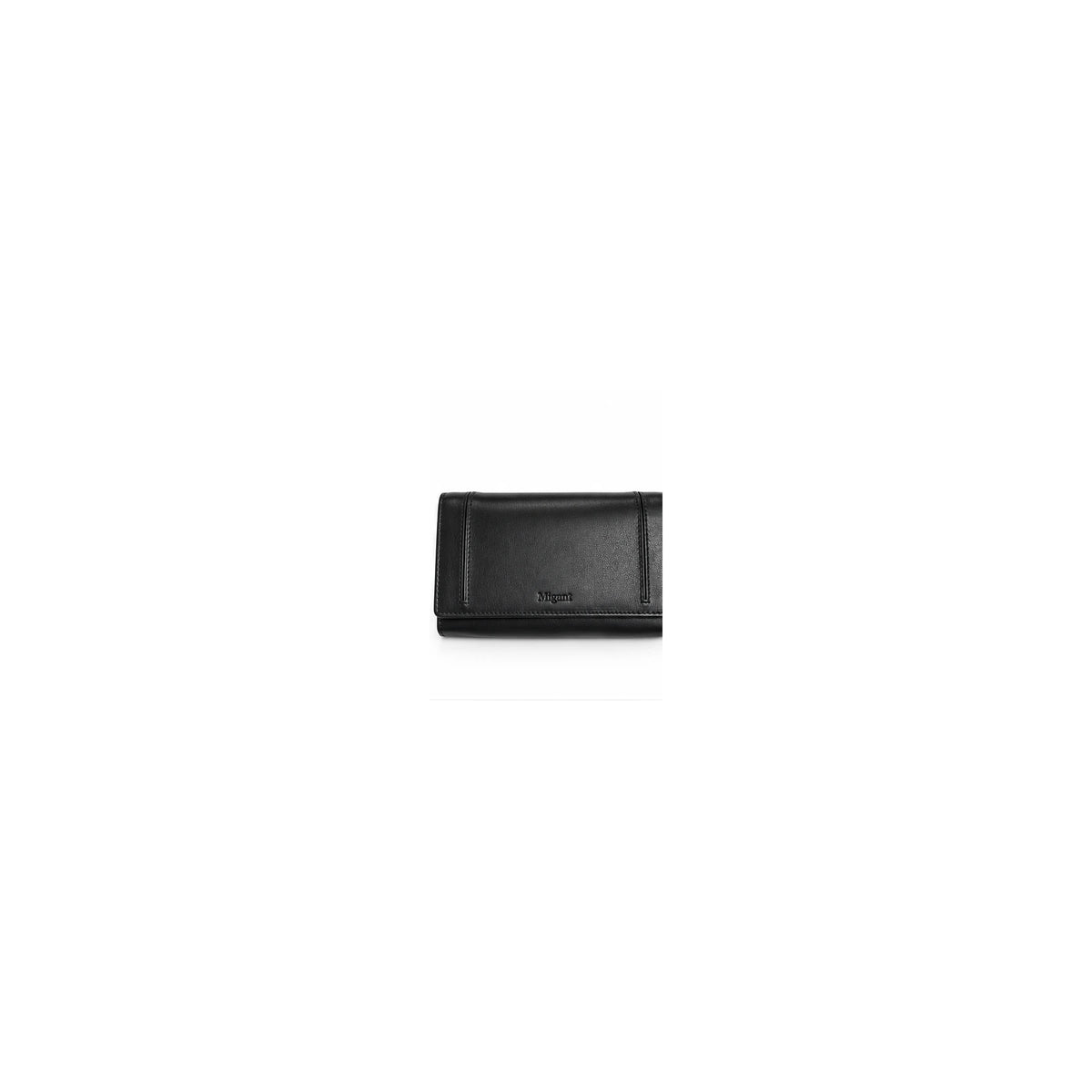 Migant women's long RFID wallet in black - front view
