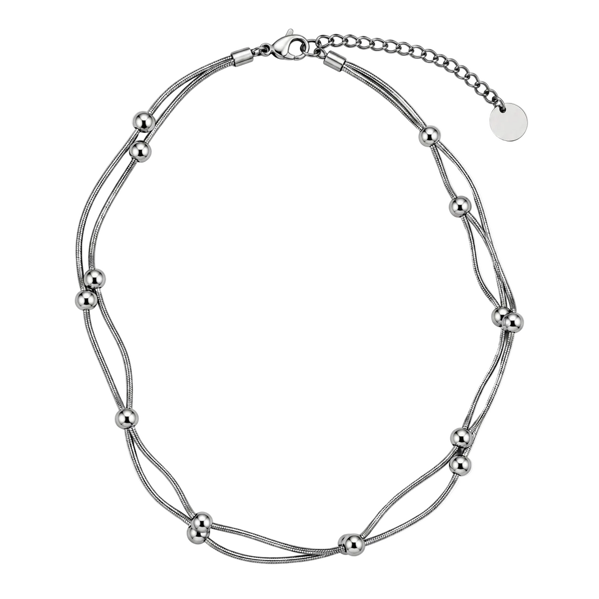 Migant women's silver-tone layered beaded chain necklace