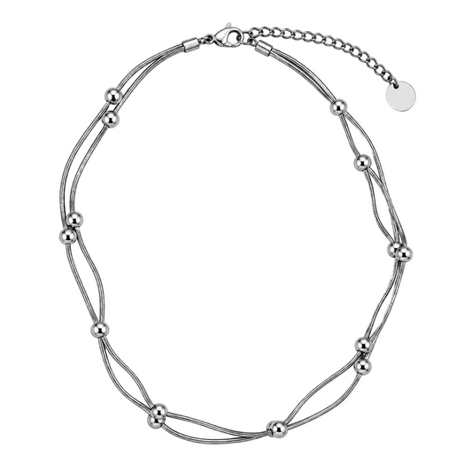 Migant women's silver-tone layered beaded chain necklace