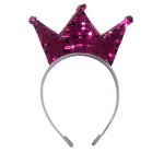 Load image into Gallery viewer, Sequin Crown Headband – Party Queen Style, Fun &amp; Sparkly in silver color
