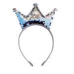 Load image into Gallery viewer, Sequin Crown Headband – Party Queen Style, Fun &amp; Sparkly in silver color
