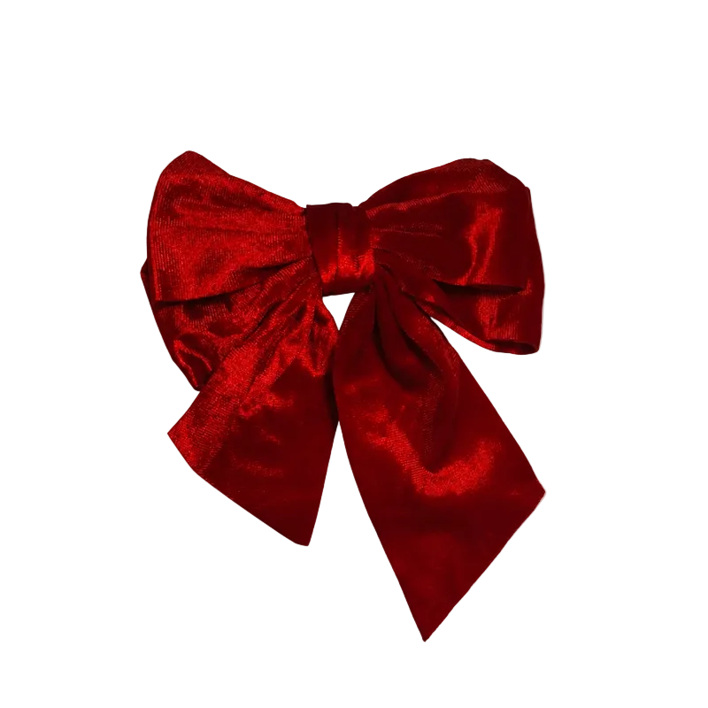 Migant red bow hair clip – satin bow close-up