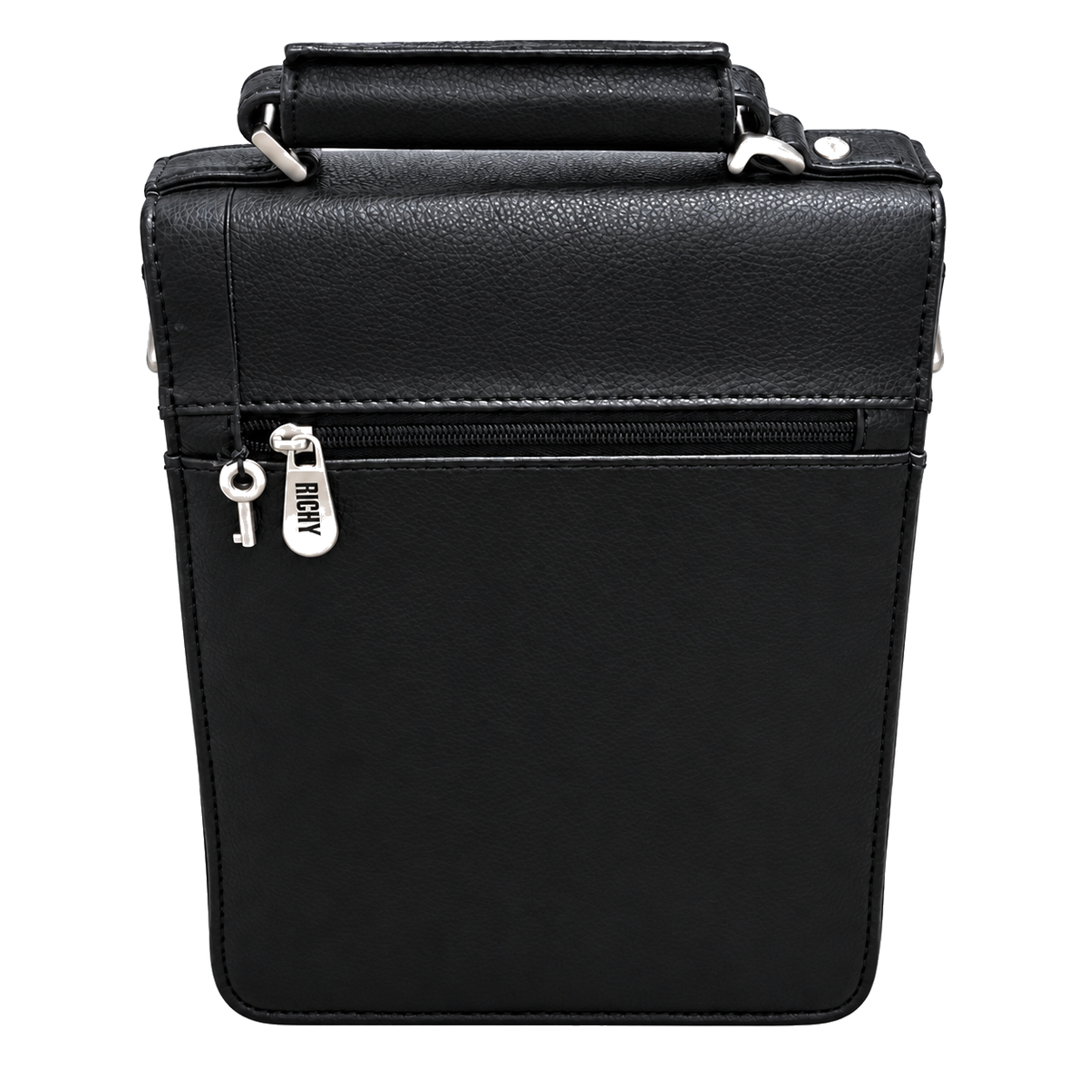 Richy men's black vertical crossbody bag - back view