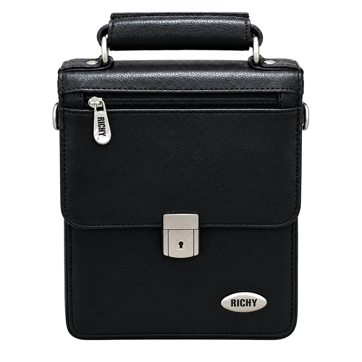 Richy men's black vertical crossbody bag - front view
