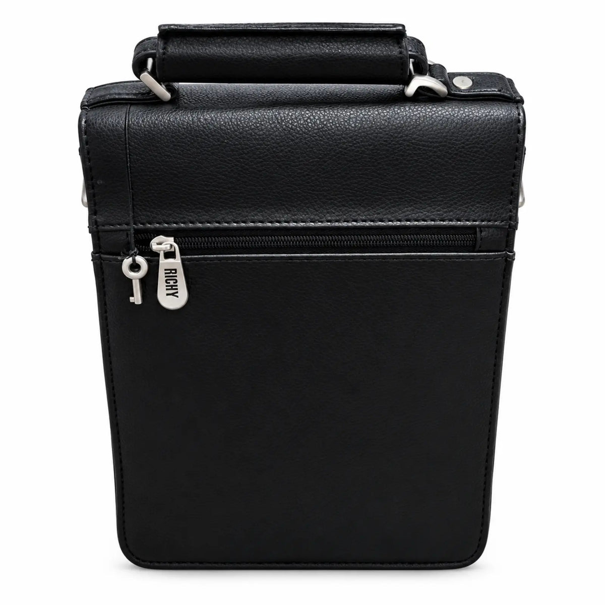 Richy men's black vertical crossbody bag - back view