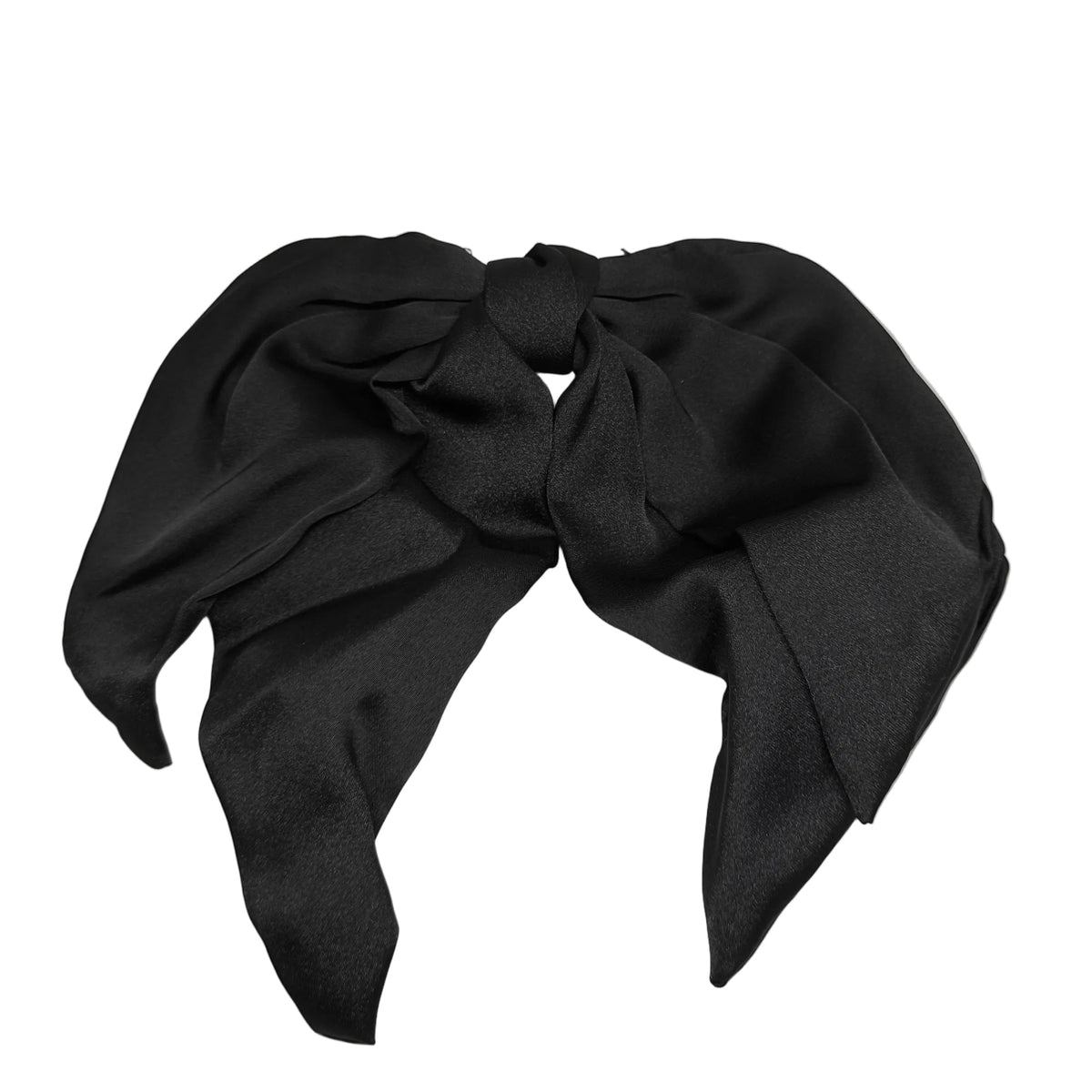Black headscarf with a large bow on a white background