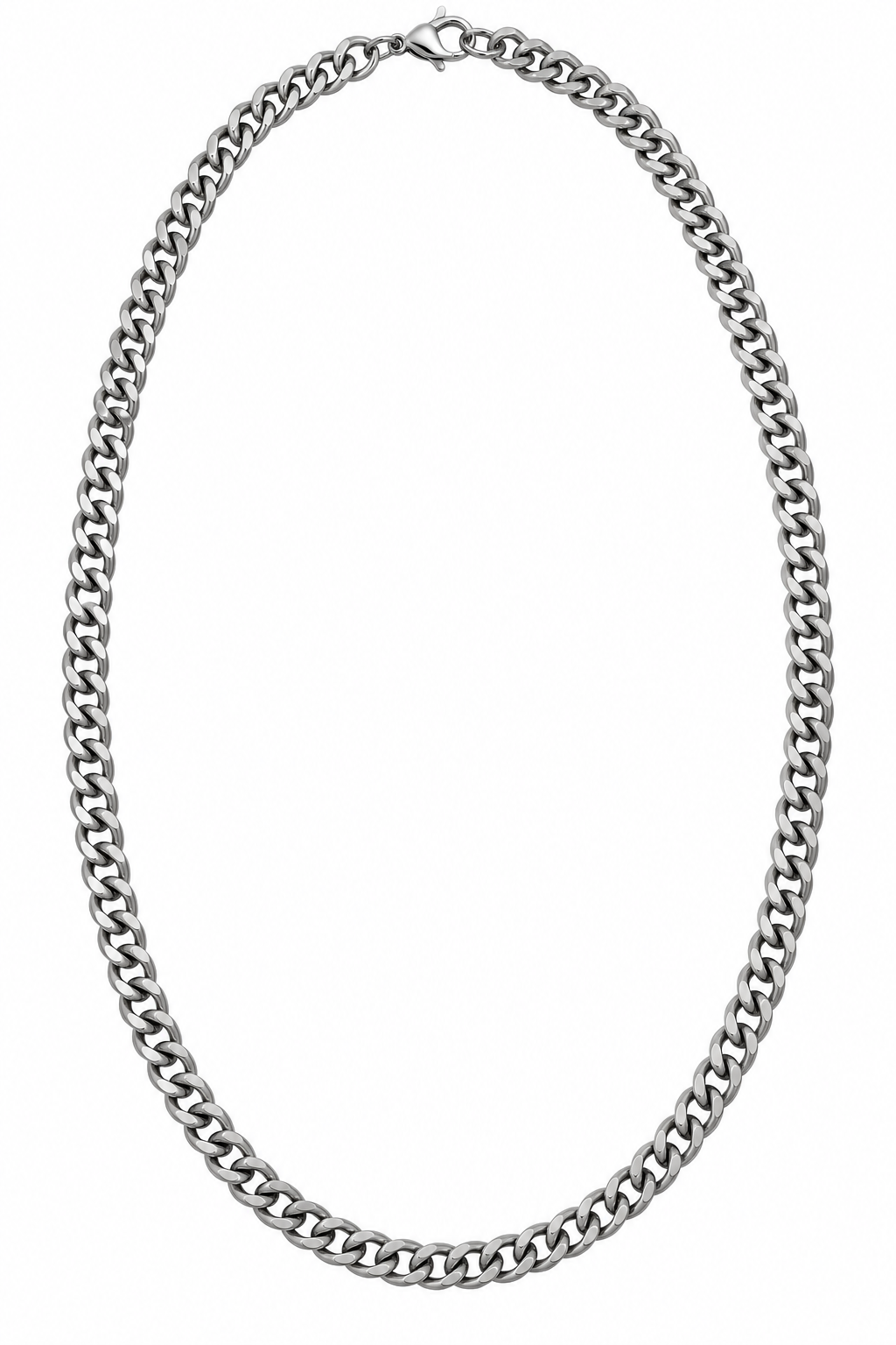 Migant men's 60 cm silver curb chain necklace