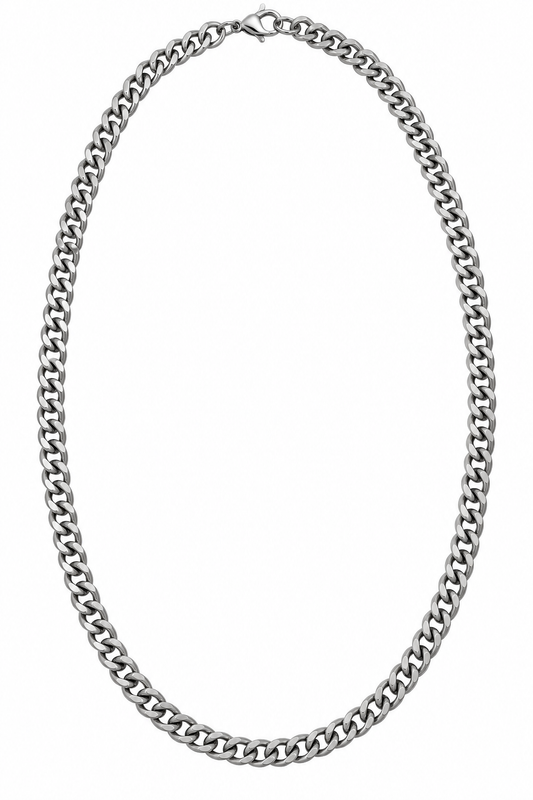 Migant men's 60 cm silver curb chain necklace