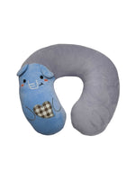 Load image into Gallery viewer, Gray neck pillow with a blue face design on a white background
