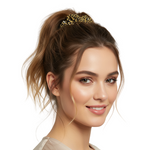 Load image into Gallery viewer, Woman with styled hair wearing a decorative headband on a white background
