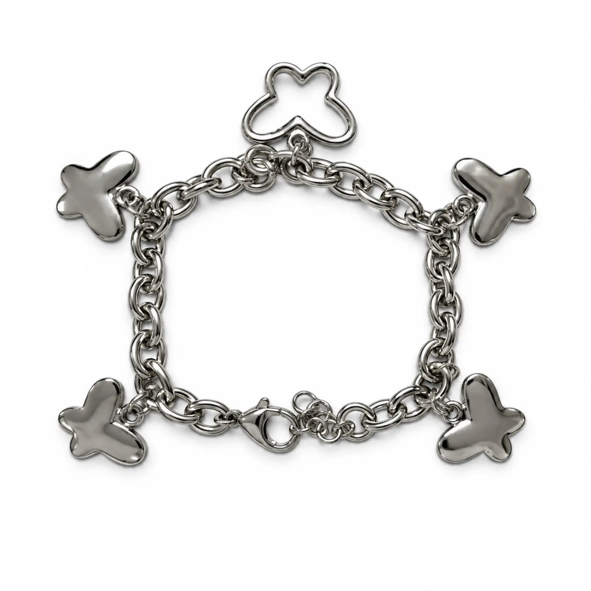 Silver-tone bracelet with five butterfly charms