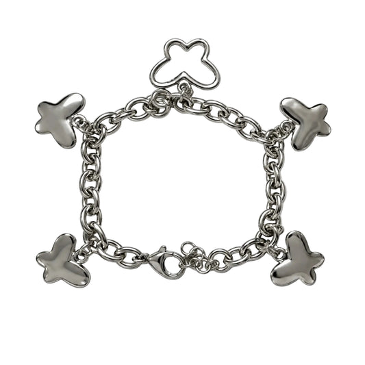 Silver-tone bracelet with five butterfly charms