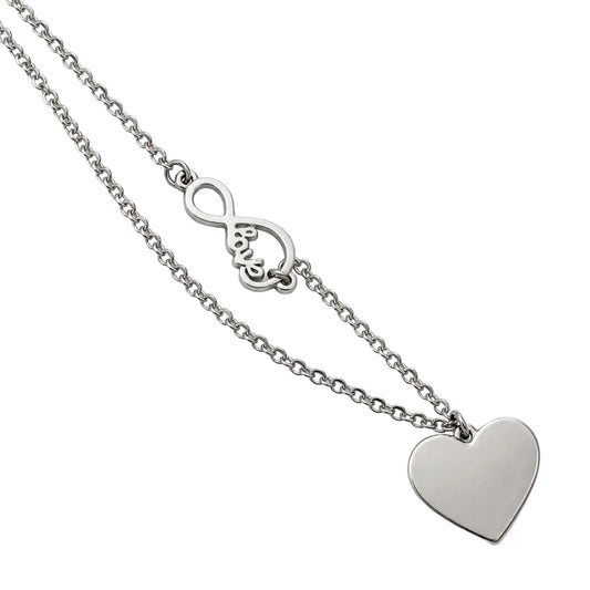 Heart pendant and infinity love charm necklace detail