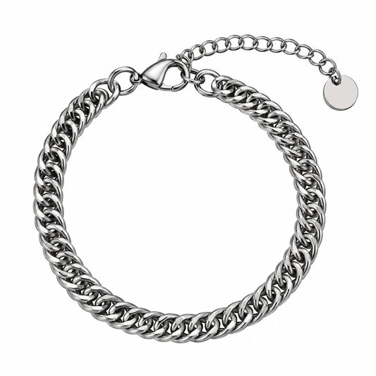 Migant men's silver curb chain bracelet