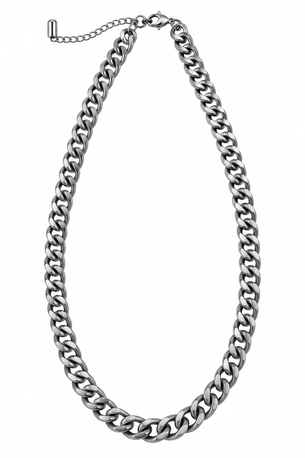 Migant women's 40 cm silver curb chain necklace