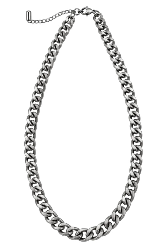 Migant men's 40 cm silver curb chain necklace