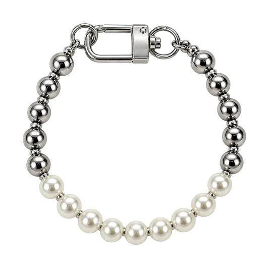 Migant women's silver-tone pearl-style beaded bracelet