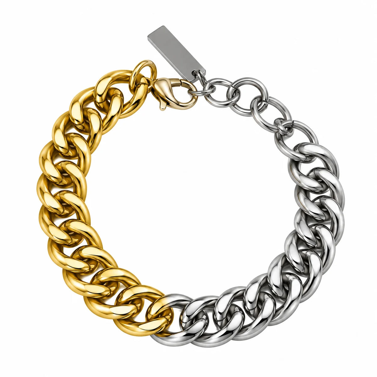 Migant women's two-tone gold and silver curb chain bracelet