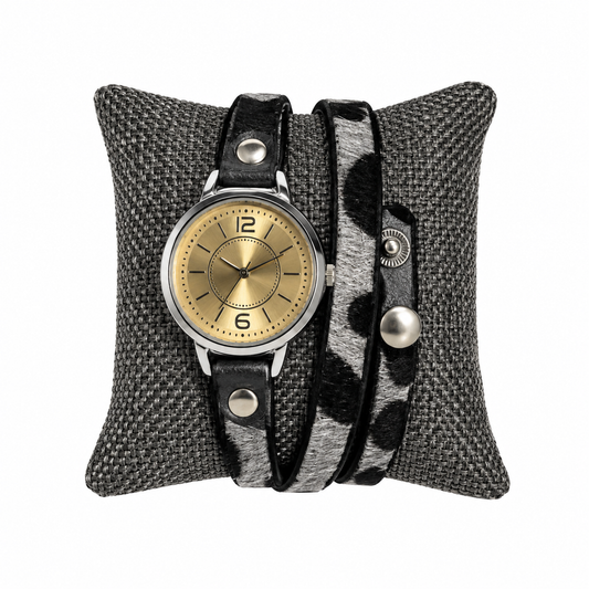 Migant women's black wrap watch front view