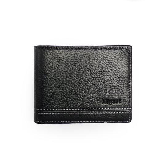 Migant Leather Wallet with White Stitching