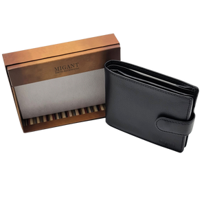 Migant design Black or brown leather wallet in giftbox 6443 - Migant