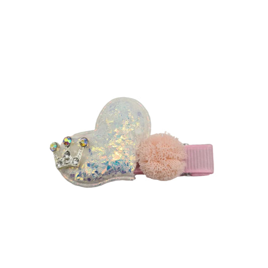 Migant Child Heart & Crown Glitter Hair Clips