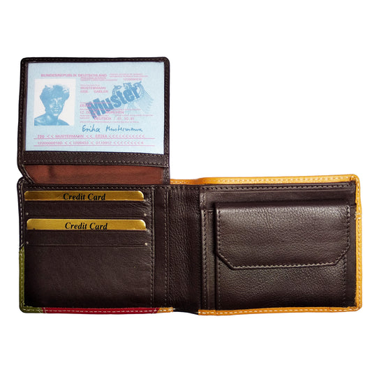 Migant Multicolor Leather Bifold Wallet – 10 Card Slots & Coin Pocket
