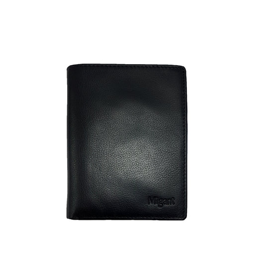 Migant Genuine Black Leather Wallet – 8 Card Slots & Coin Pocket