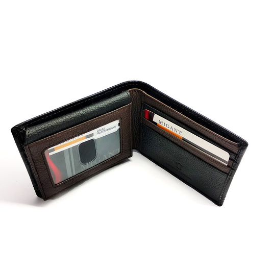 Migant Leather Wallet with White Stitching