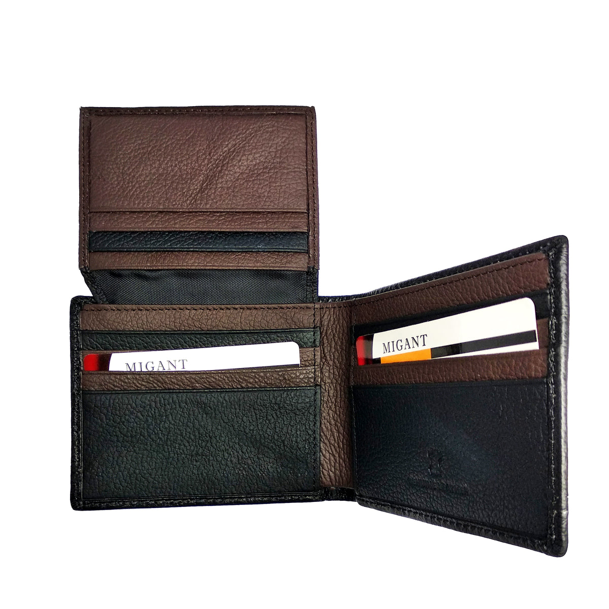 Migant Leather Wallet with White Stitching