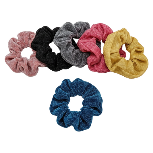 Migant Shimmer Glitter Velvet Scrunchies – Set of 6 Colors