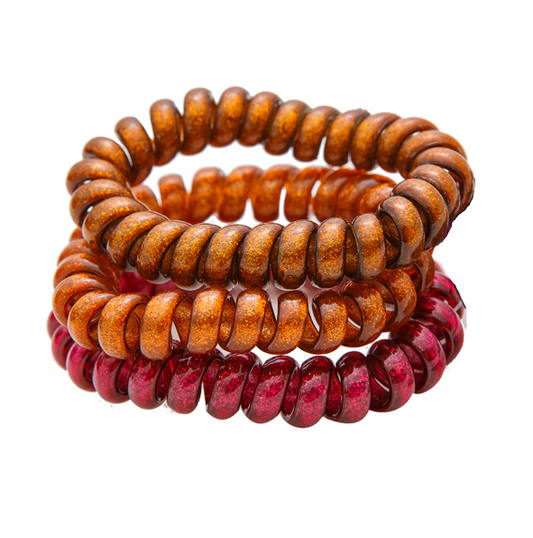 Migant Metallic Spiral Hair Ties – Brown, Gold, Red