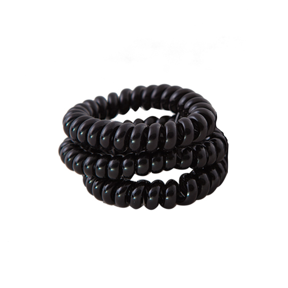 Black Spiral Hair Ties – Set of 3